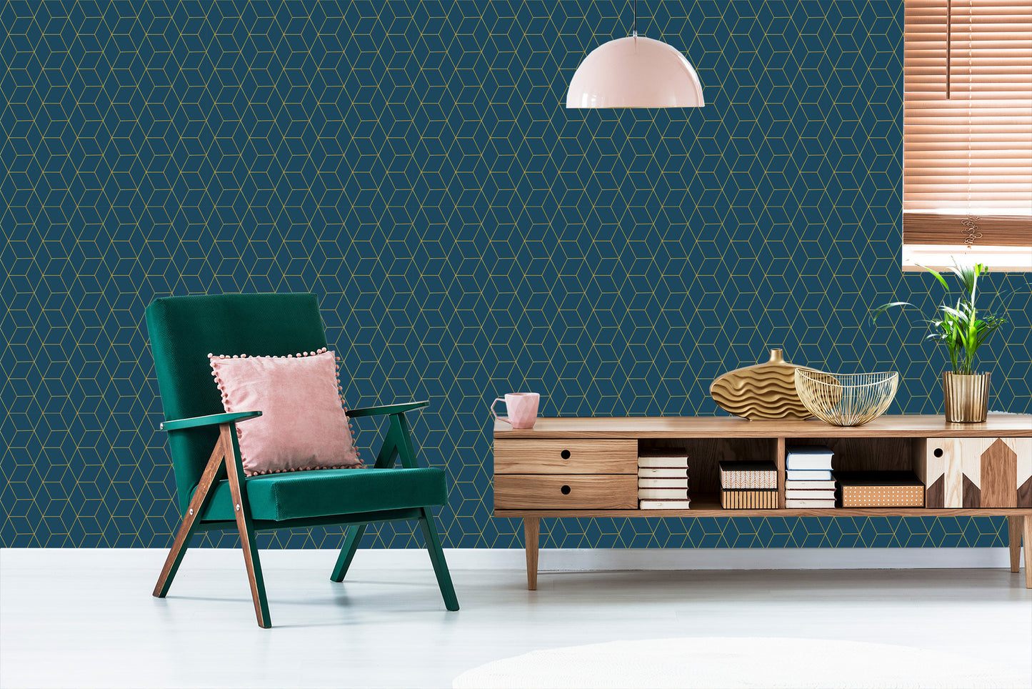 Wallpaper Modern Hexagonal Pattern
