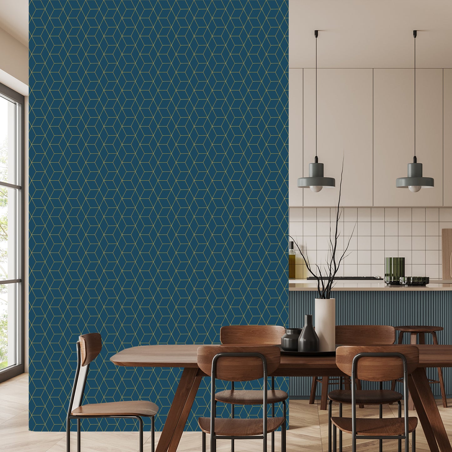 Wallpaper Modern Hexagonal Pattern