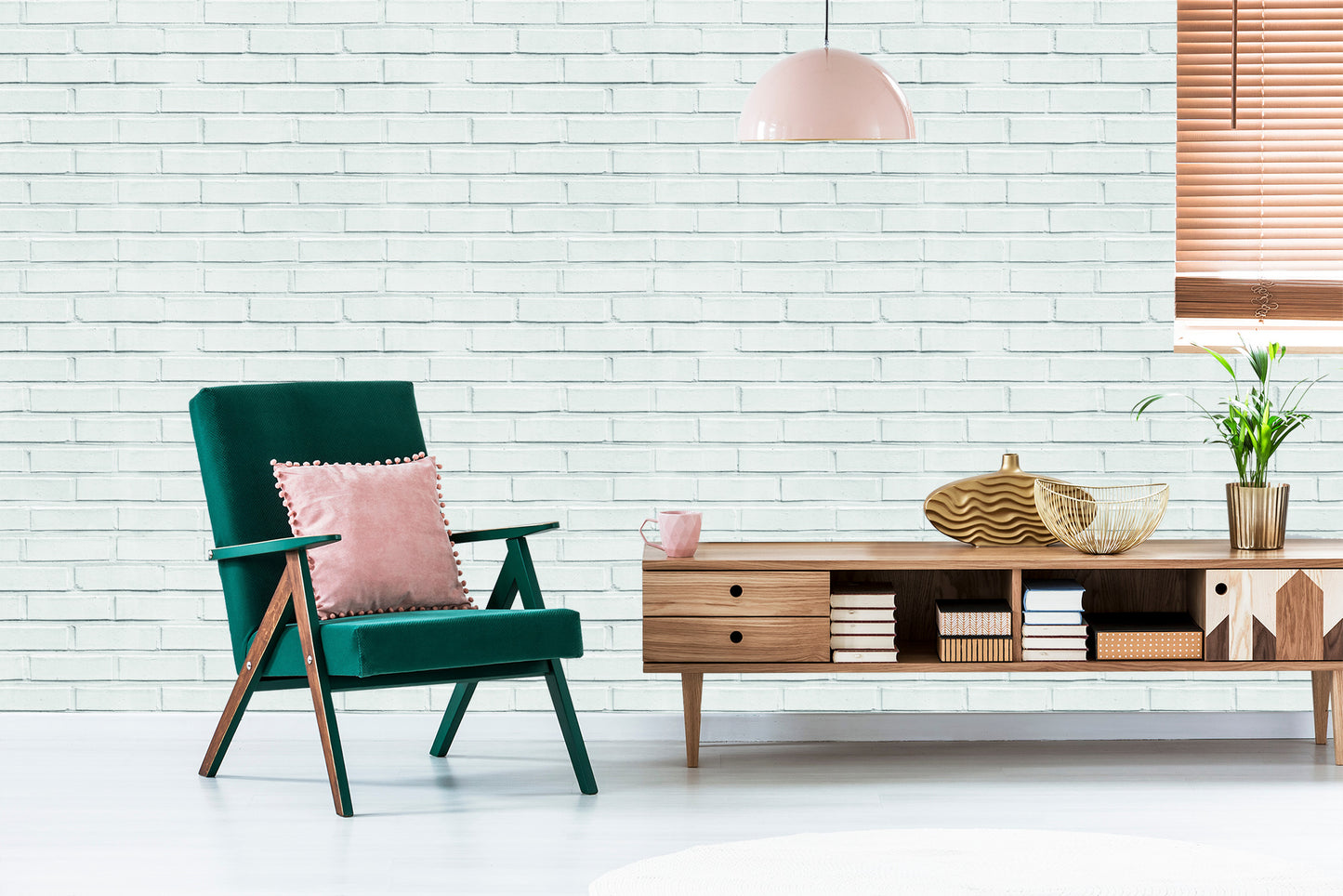 Wallpaper Brick White-Grey