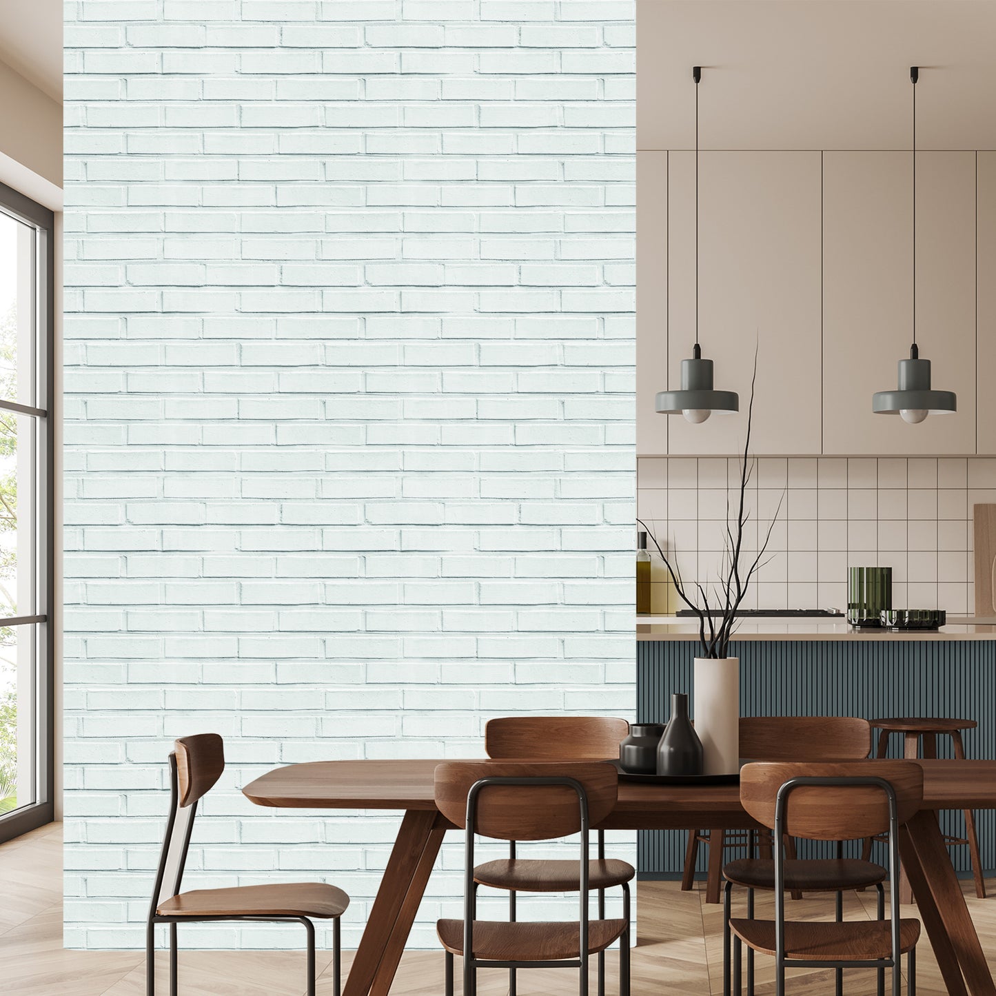 Wallpaper Brick White-Grey