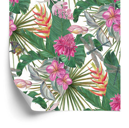 Wallpaper Beautiful Leaves Exotic Flowers