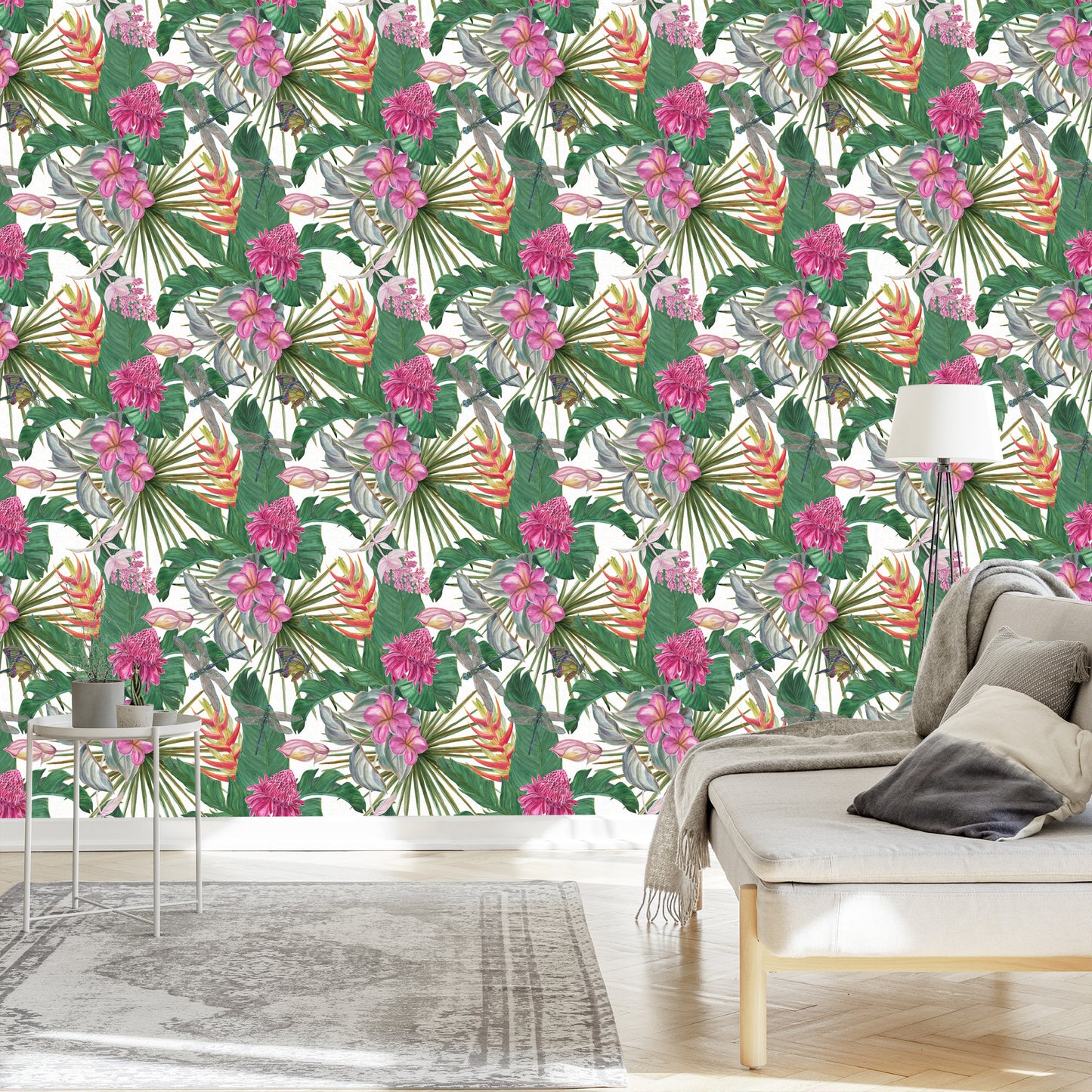 Wallpaper Beautiful Leaves Exotic Flowers