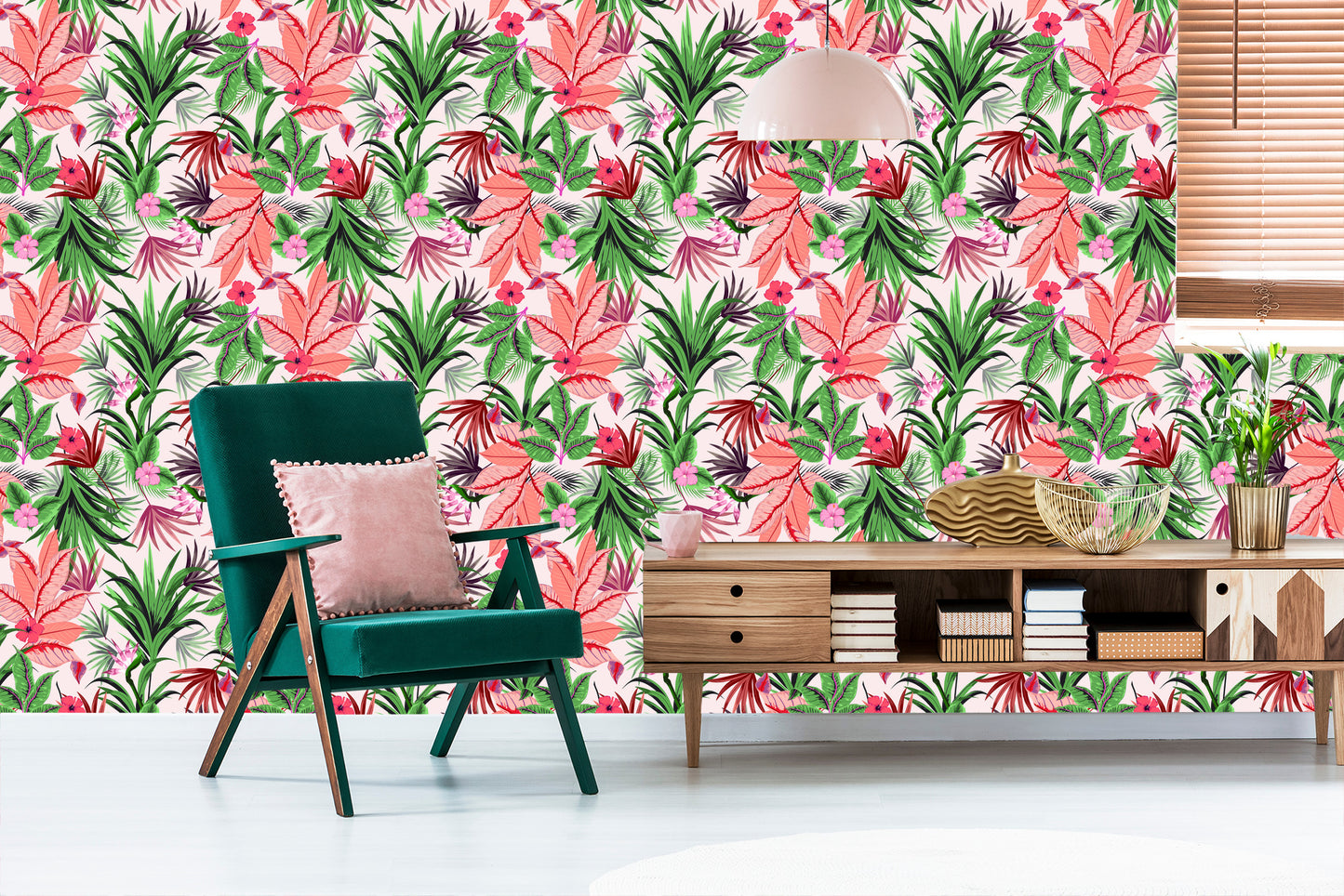 Wallpaper Exotic Tropical Leaves And Flowers