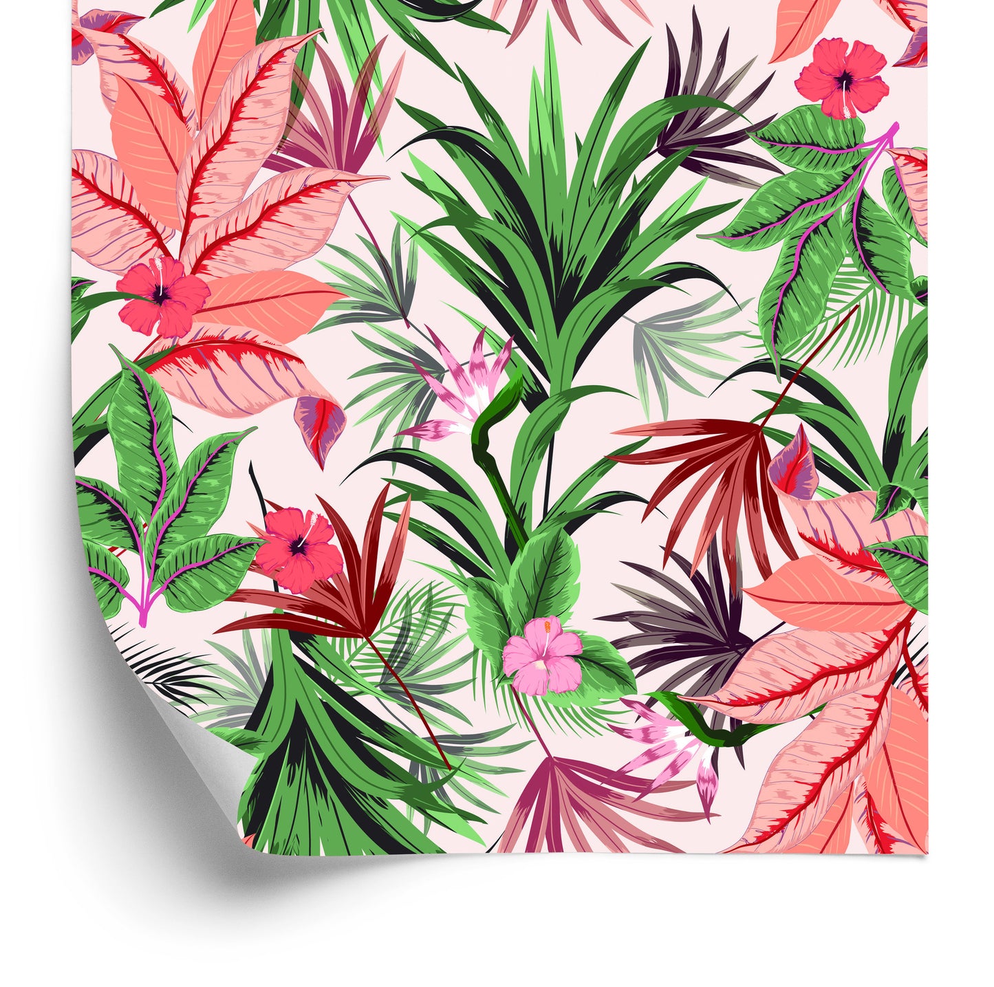 Wallpaper Exotic Tropical Leaves And Flowers