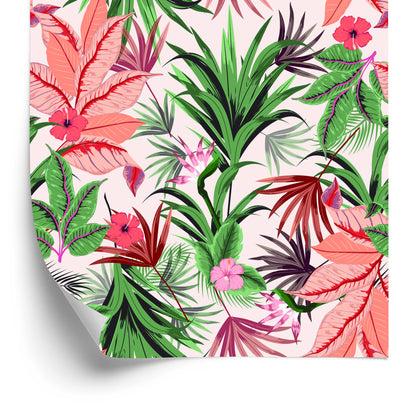 Wallpaper Exotic Tropical Leaves And Flowers