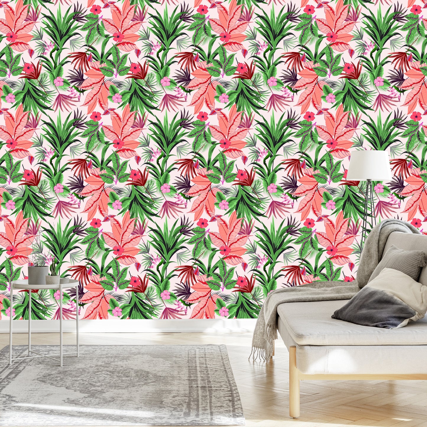 Wallpaper Exotic Tropical Leaves And Flowers