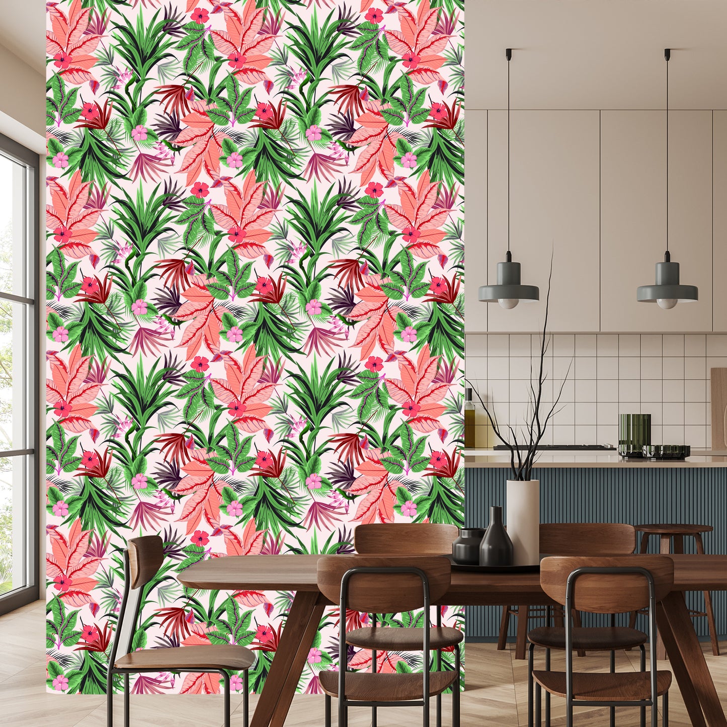 Wallpaper Exotic Tropical Leaves And Flowers