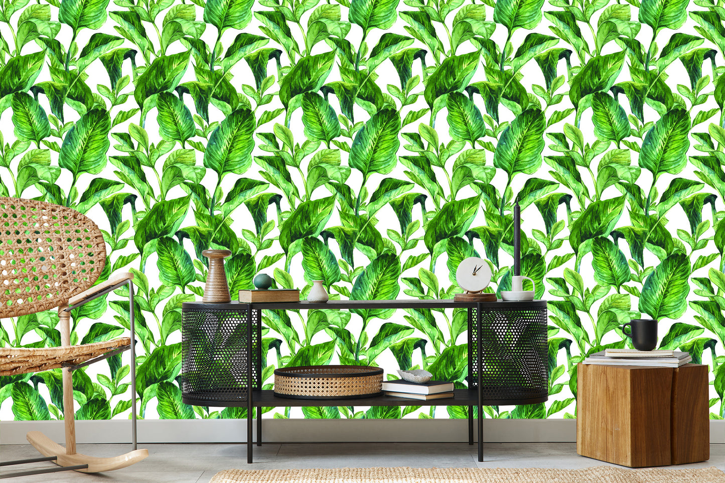 Wallpaper Tropical Leaves Watercolor