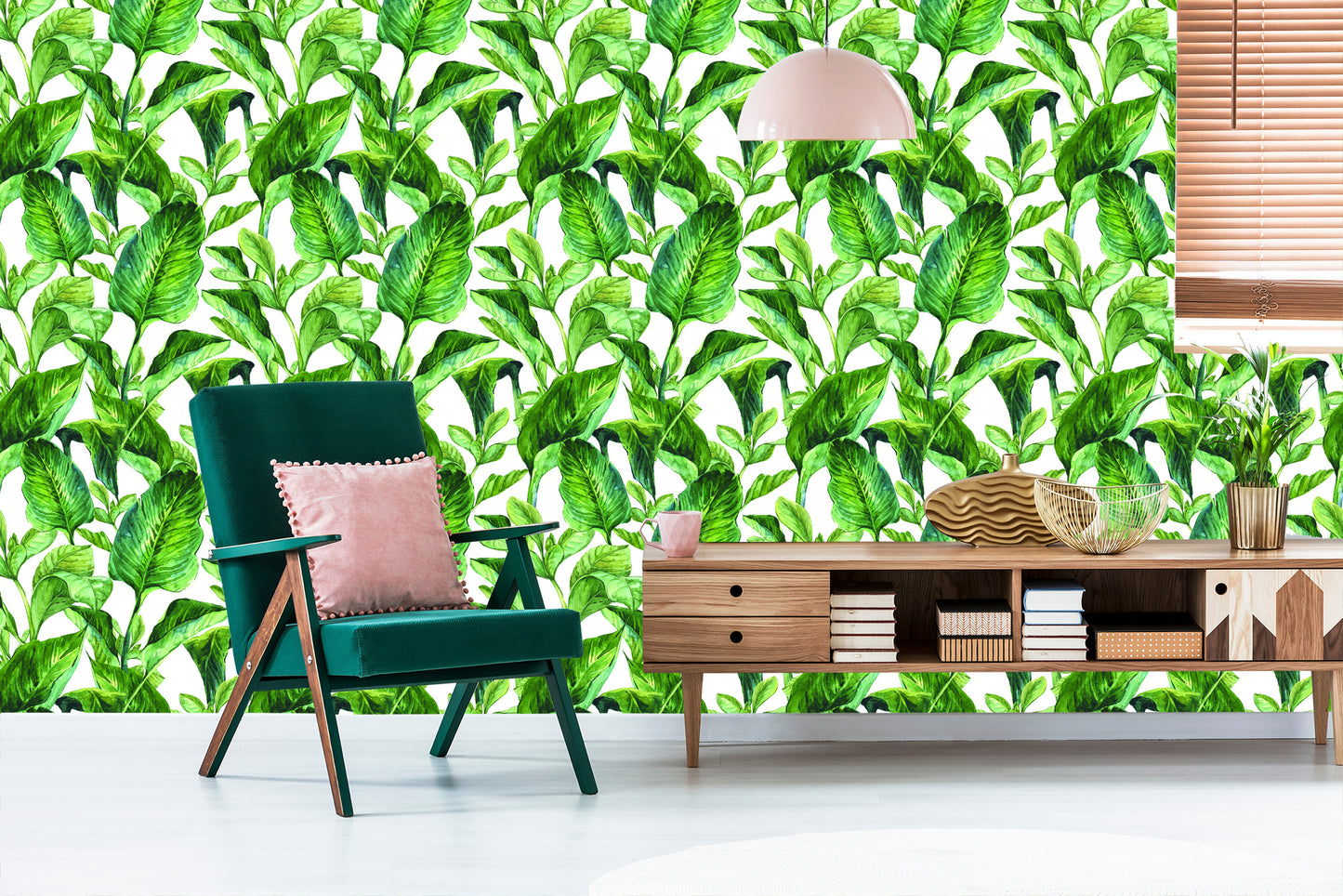 Wallpaper Tropical Leaves Watercolor