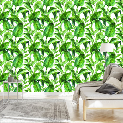 Wallpaper Tropical Leaves Watercolor