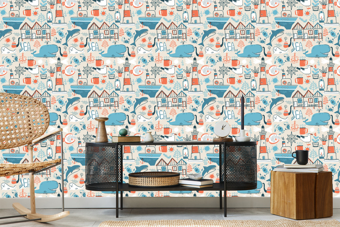 Wallpaper Marine Animals - Scandinavian Style