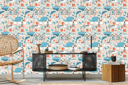 Wallpaper Marine Animals - Scandinavian Style