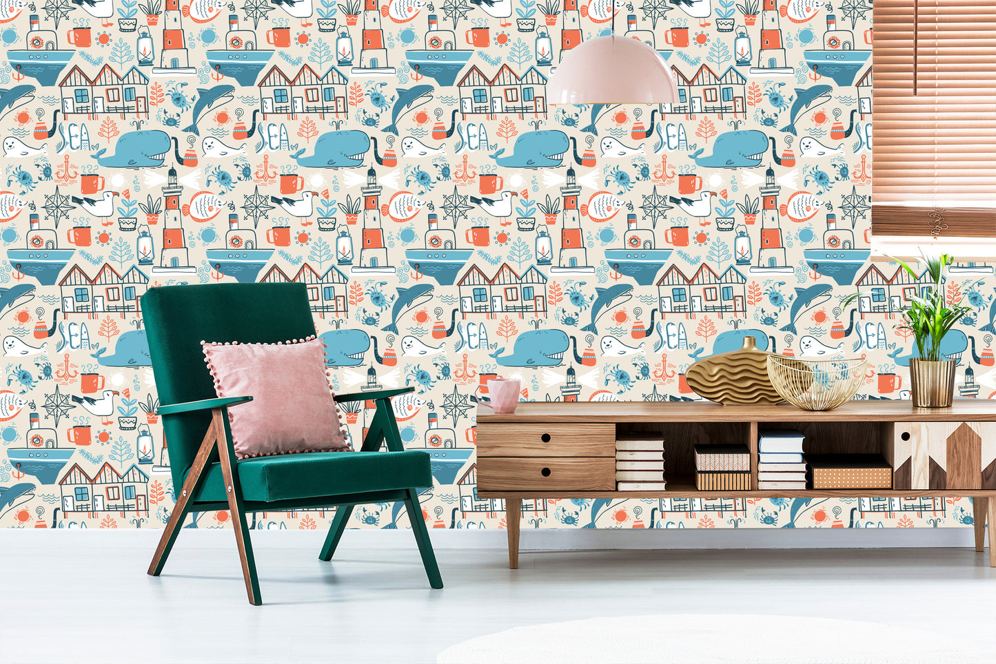 Wallpaper Marine Animals - Scandinavian Style