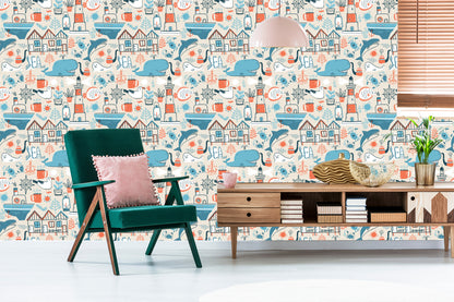 Wallpaper Marine Animals - Scandinavian Style