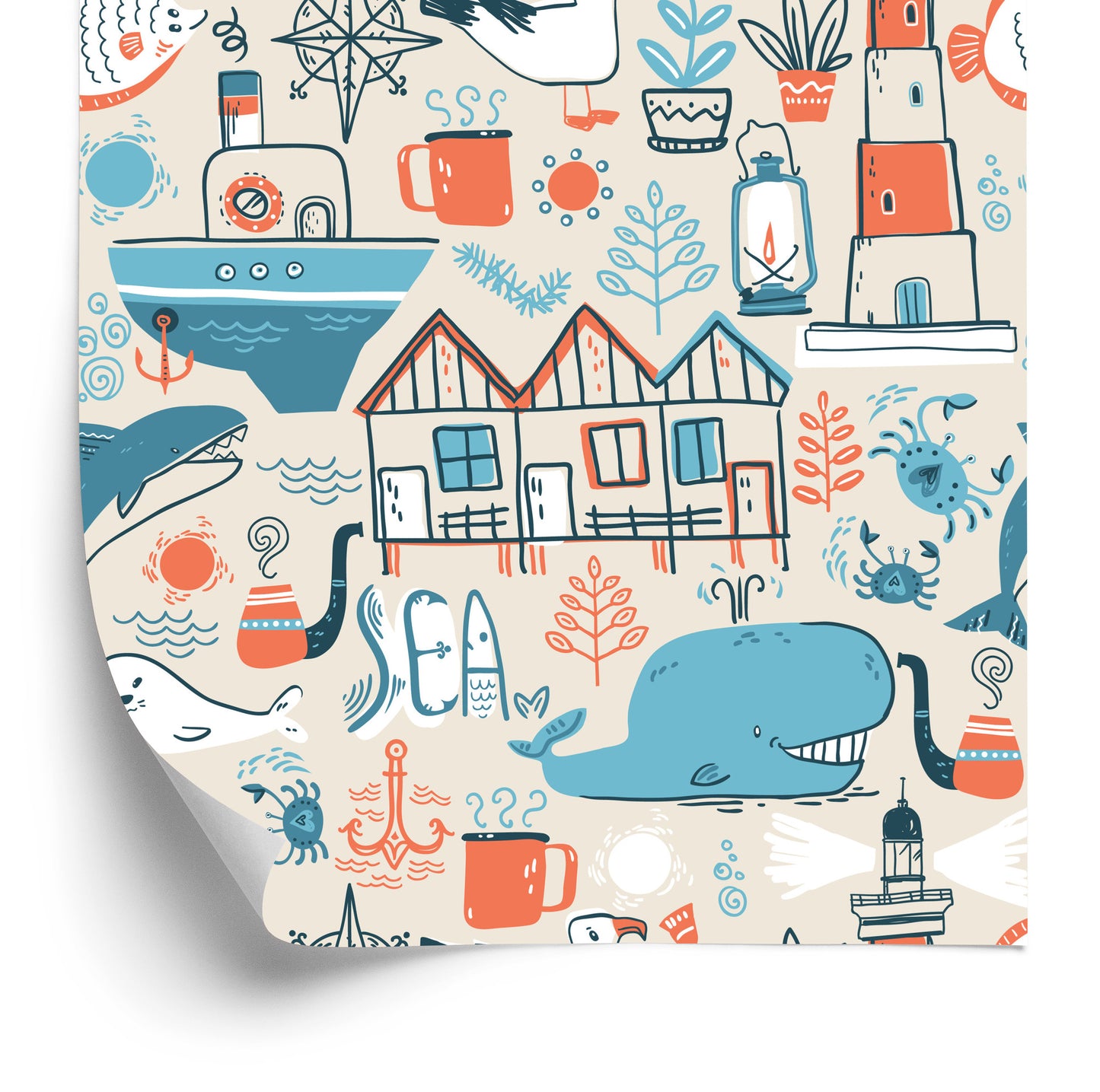 Wallpaper Marine Animals - Scandinavian Style