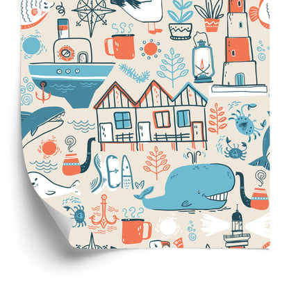 Wallpaper Marine Animals - Scandinavian Style