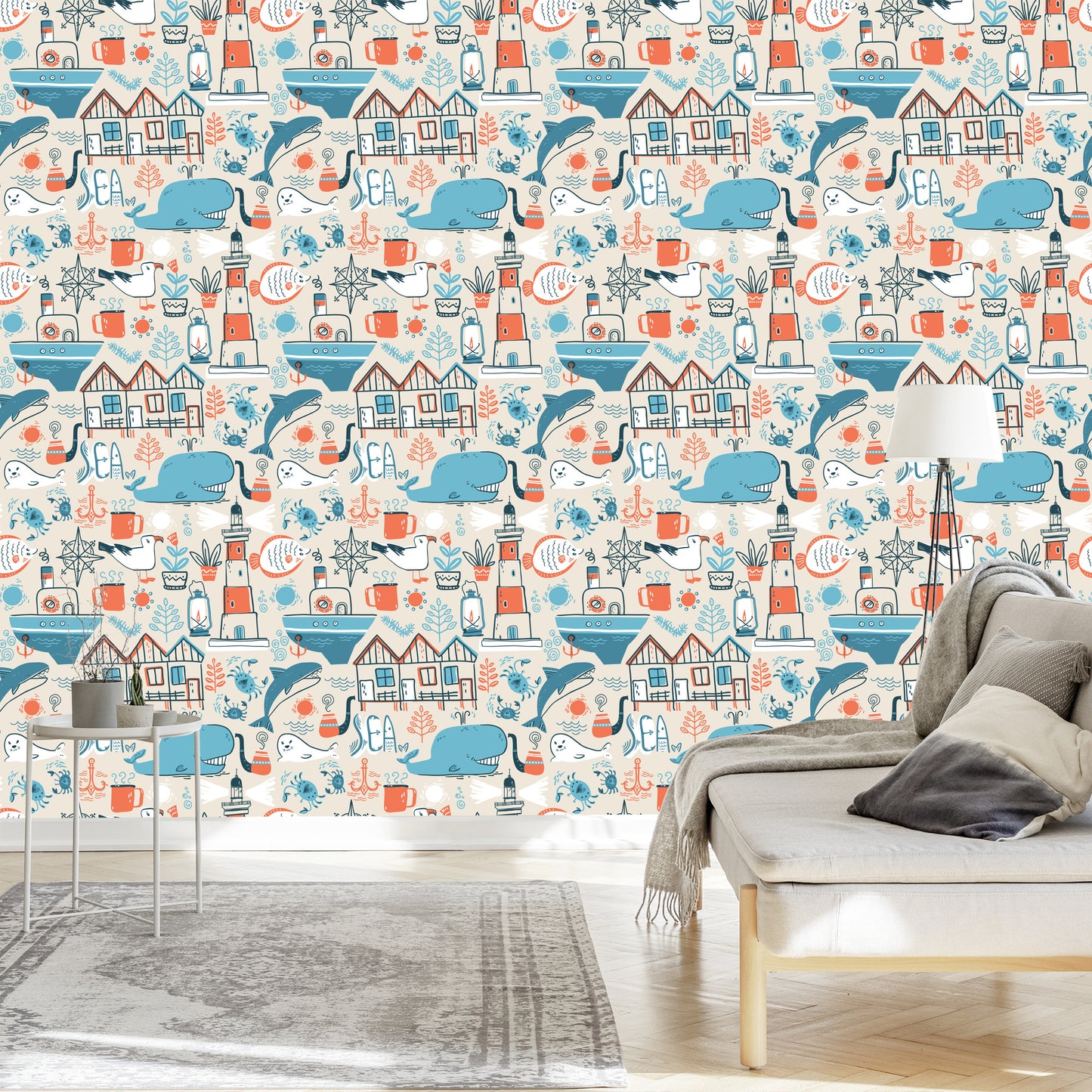 Wallpaper Marine Animals - Scandinavian Style