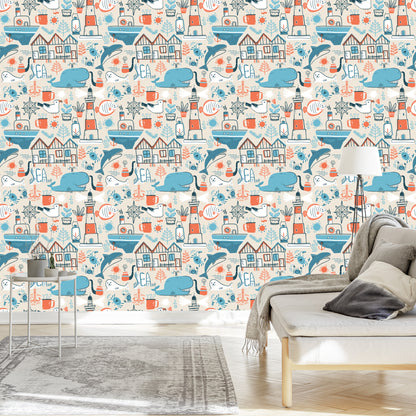 Wallpaper Marine Animals - Scandinavian Style
