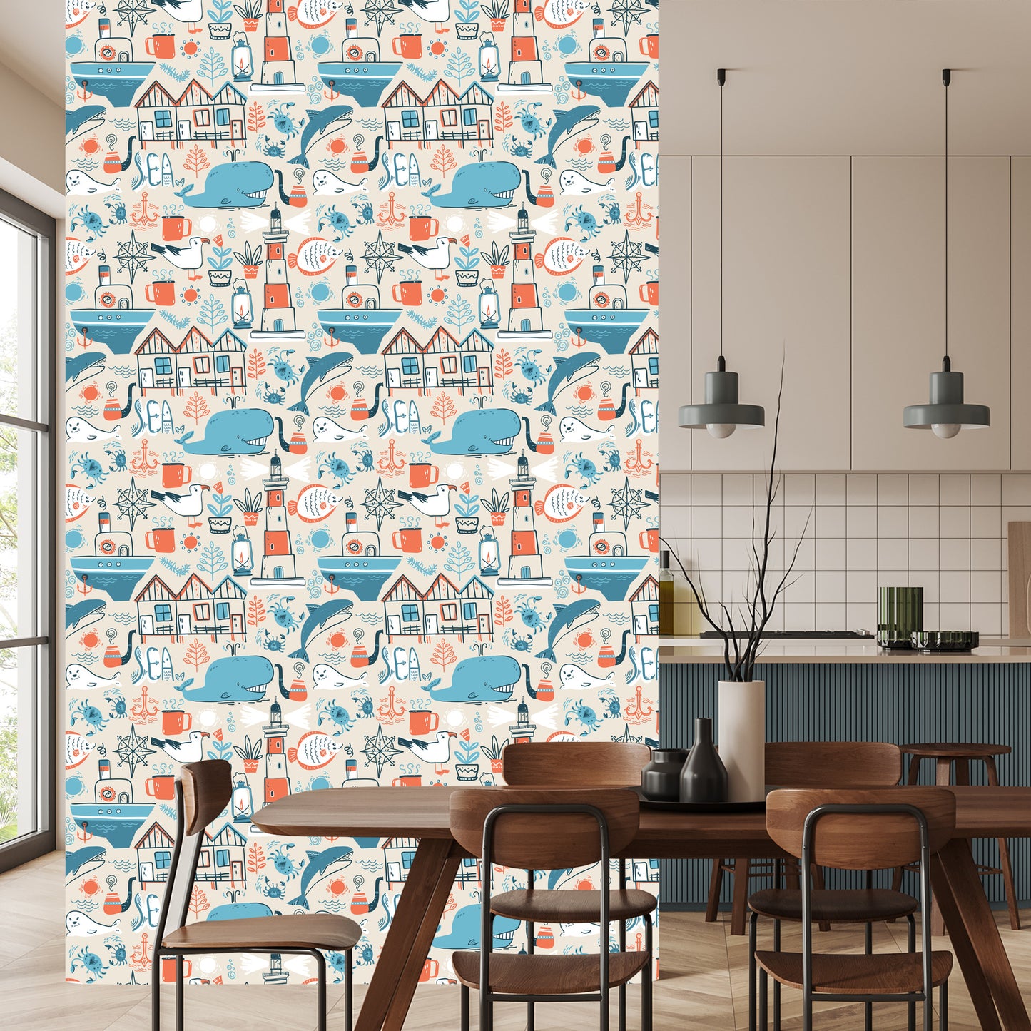 Wallpaper Marine Animals - Scandinavian Style
