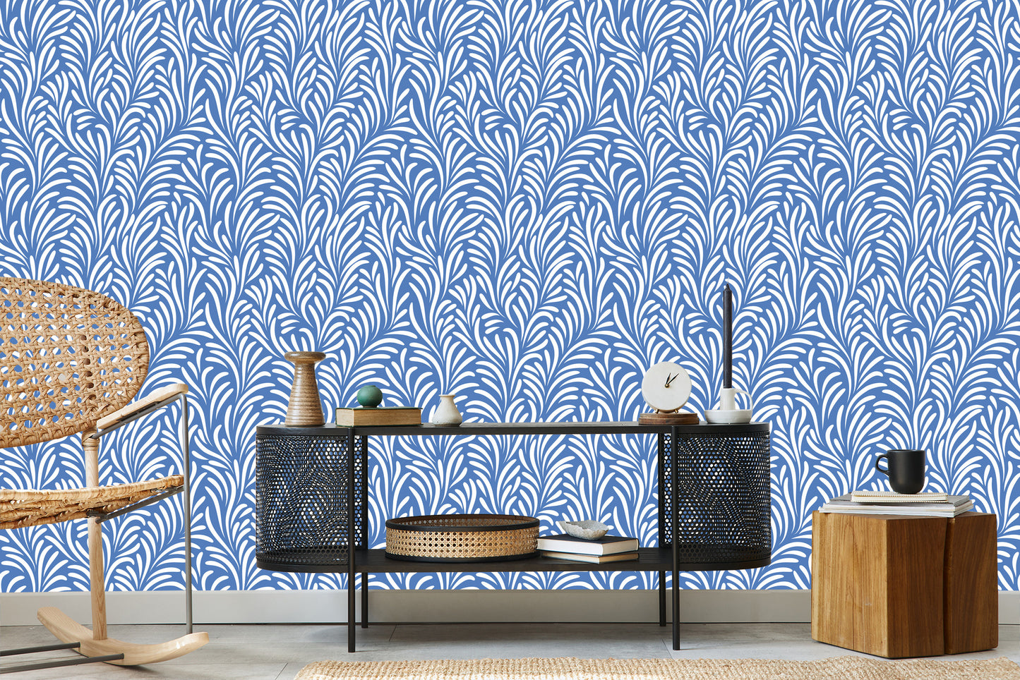 Wallpaper Retro - Delicate White Leaves