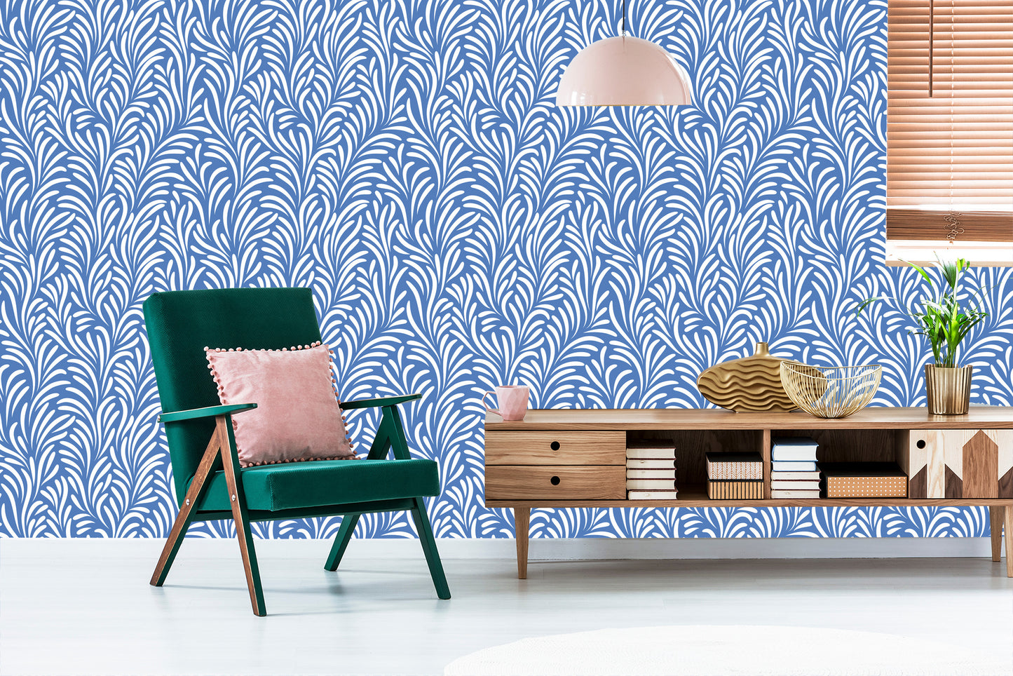 Wallpaper Retro - Delicate White Leaves