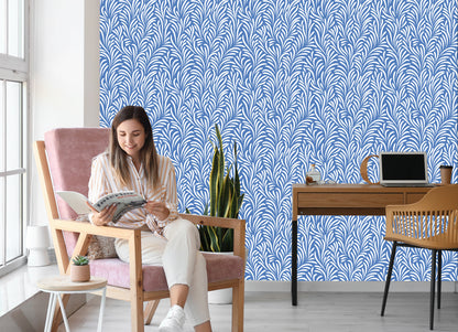 Wallpaper Retro - Delicate White Leaves