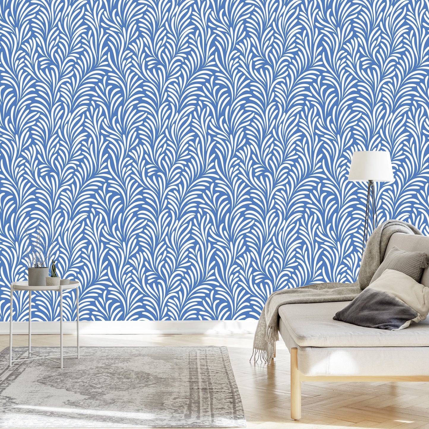 Wallpaper Retro - Delicate White Leaves