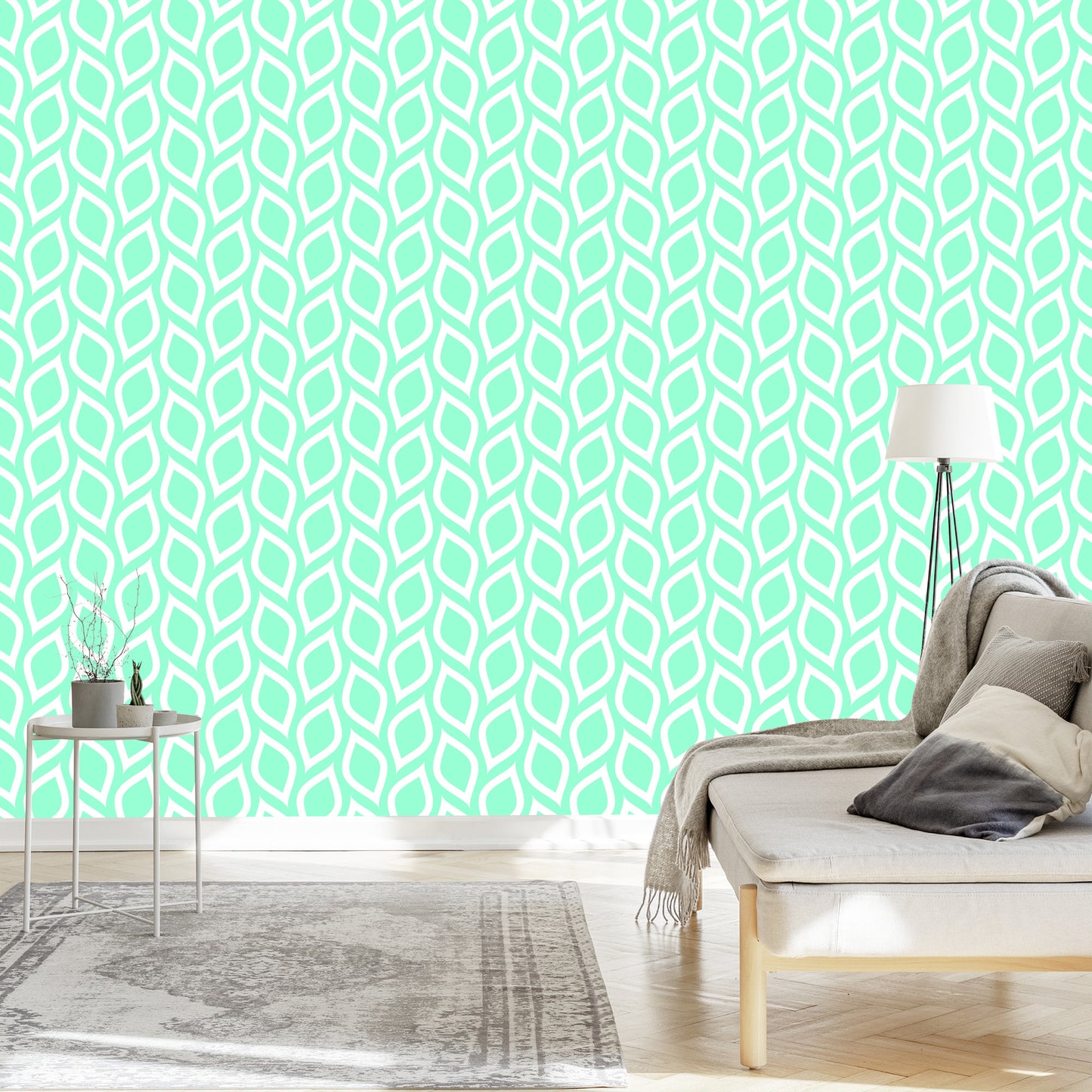 Wallpaper Turquoise Lemons In Retro Style