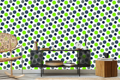 Wallpaper Grey And Green Dots