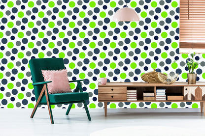 Wallpaper Grey And Green Dots