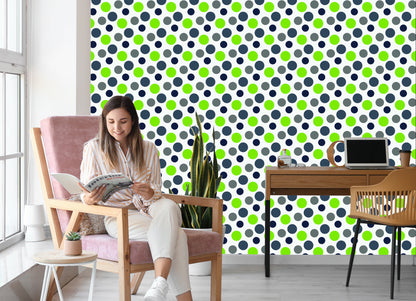 Wallpaper Grey And Green Dots