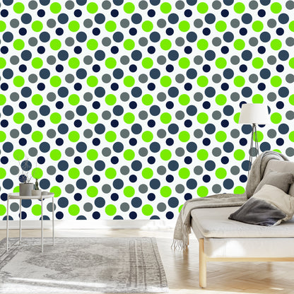 Wallpaper Grey And Green Dots