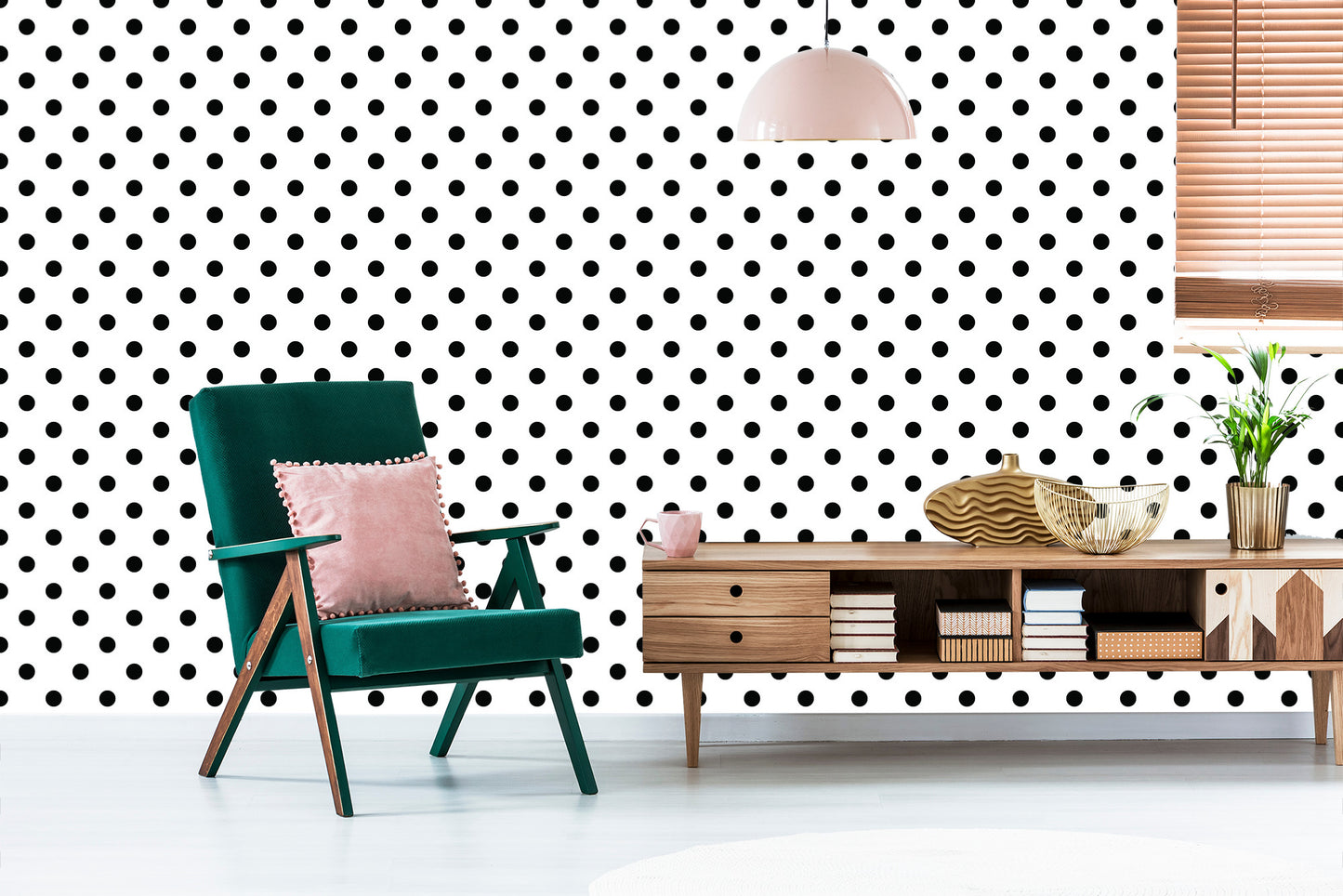 Wallpaper Classic Black Dots On White Background