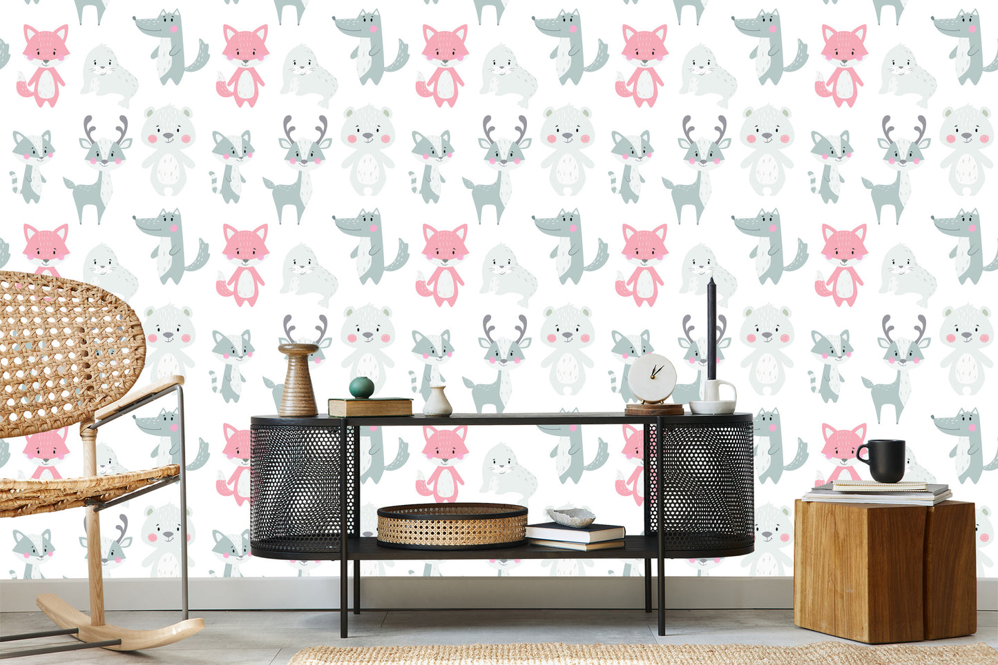 Wallpaper Smiling Animals In Pastel Colors