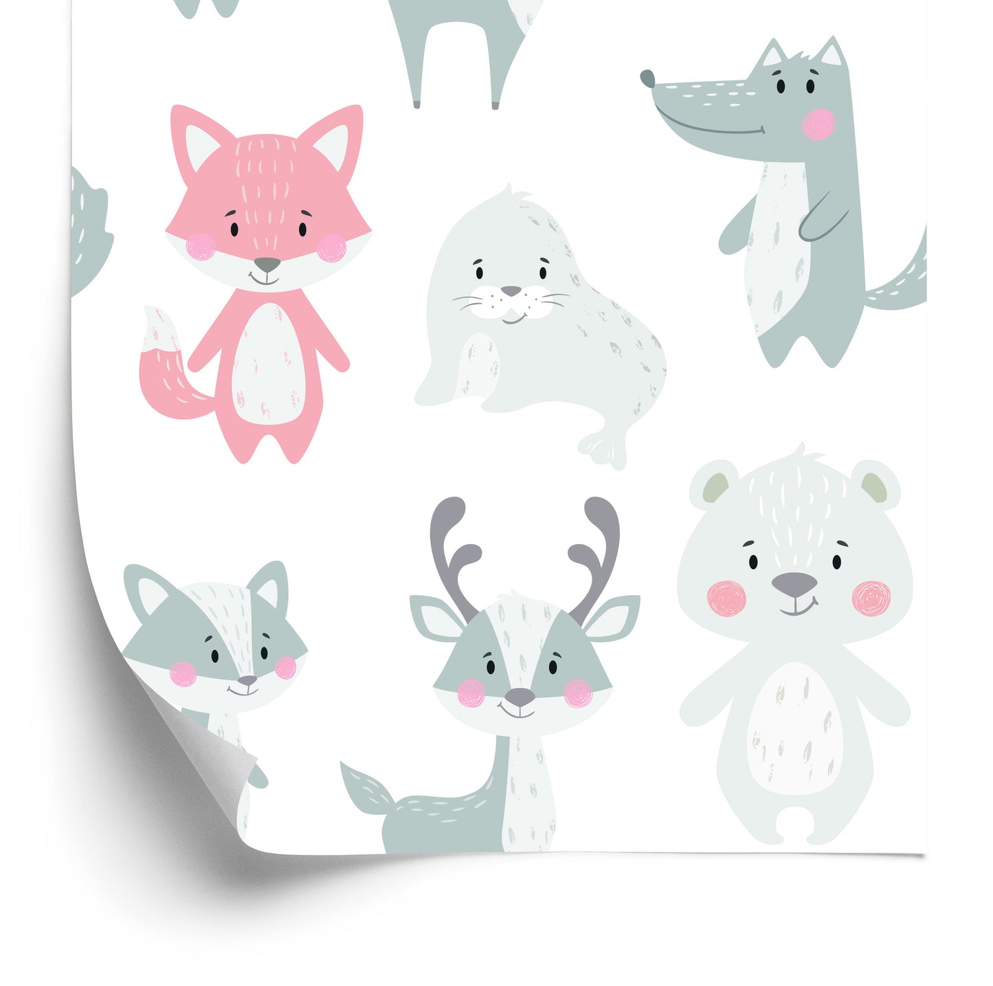 Wallpaper Smiling Animals In Pastel Colors