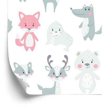 Wallpaper Smiling Animals In Pastel Colors