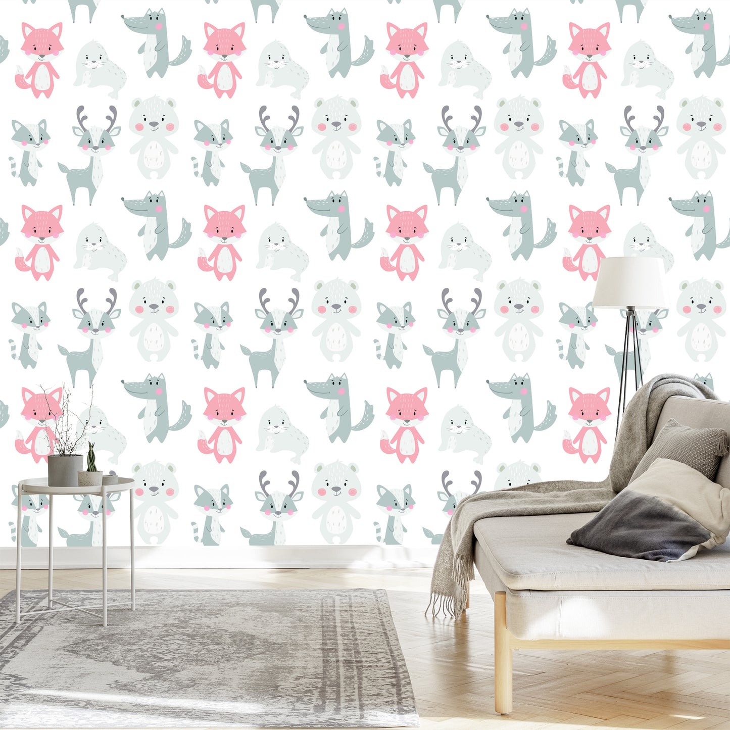 Wallpaper Smiling Animals In Pastel Colors