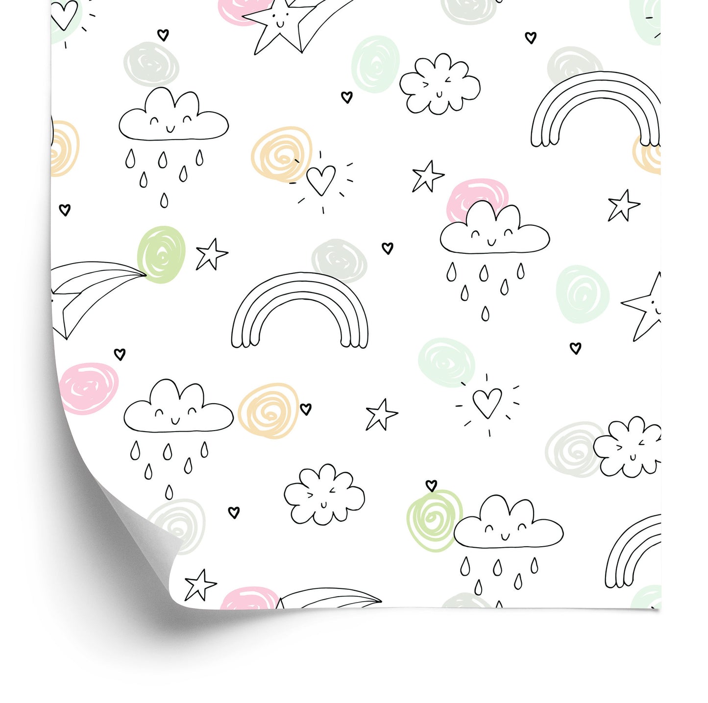 Wallpaper Clouds, Stars, Hearts And Rainbows