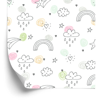 Wallpaper Clouds, Stars, Hearts And Rainbows