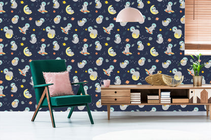 Wallpaper Cosmic Sloths Hugging Planets, Stars And Moons