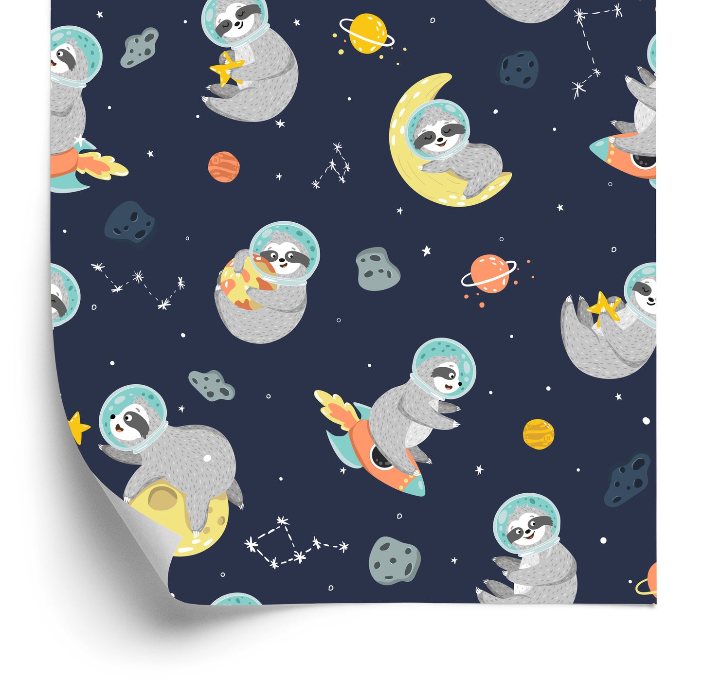 Wallpaper Cosmic Sloths Hugging Planets, Stars And Moons