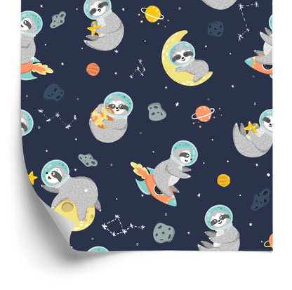 Wallpaper Cosmic Sloths Hugging Planets, Stars And Moons