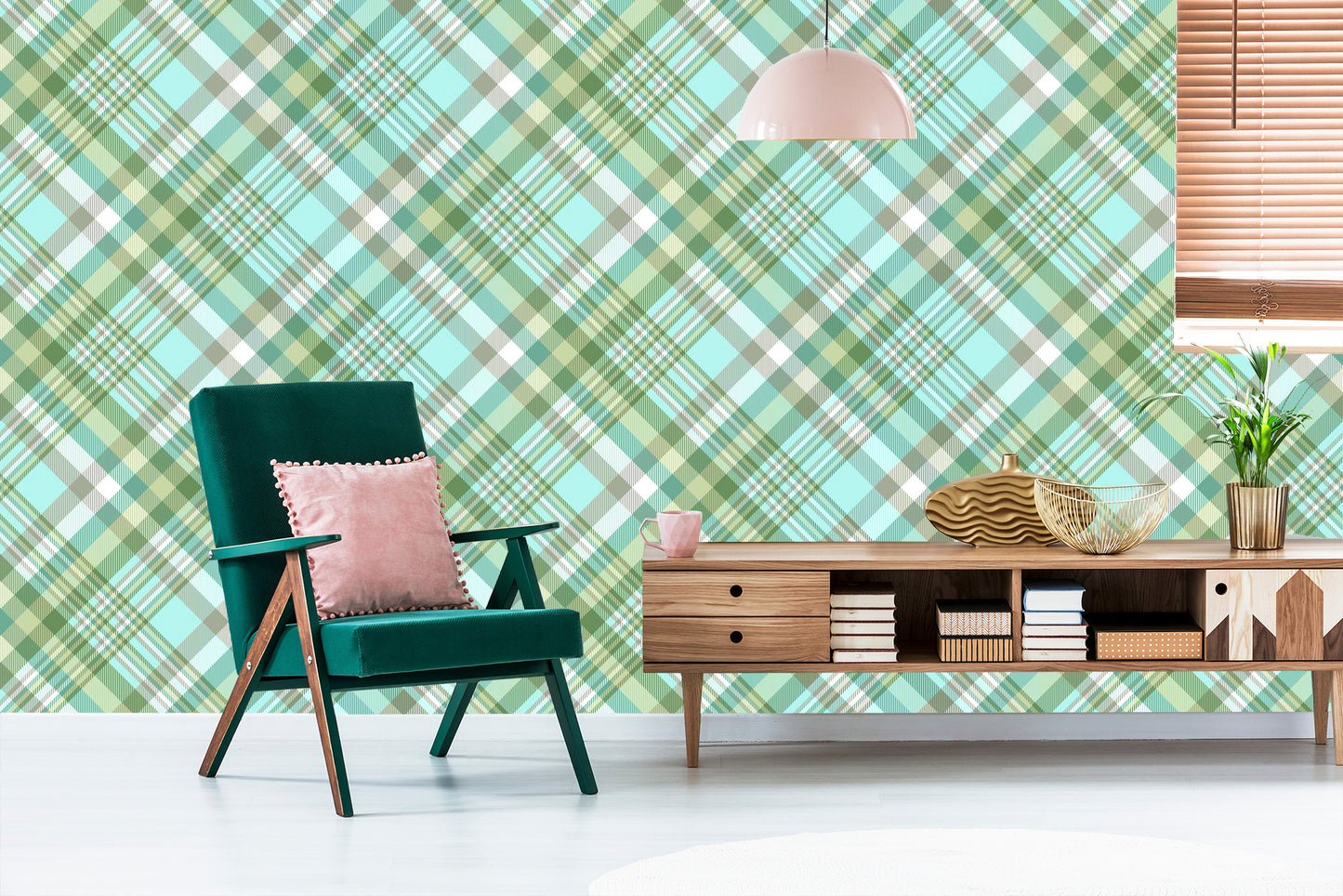 Wallpaper Fashionable Colorful Check Pattern