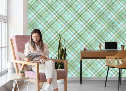 Wallpaper Fashionable Colorful Check Pattern
