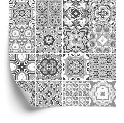 Wallpaper Decorative Mosaic In Shades Of Grey