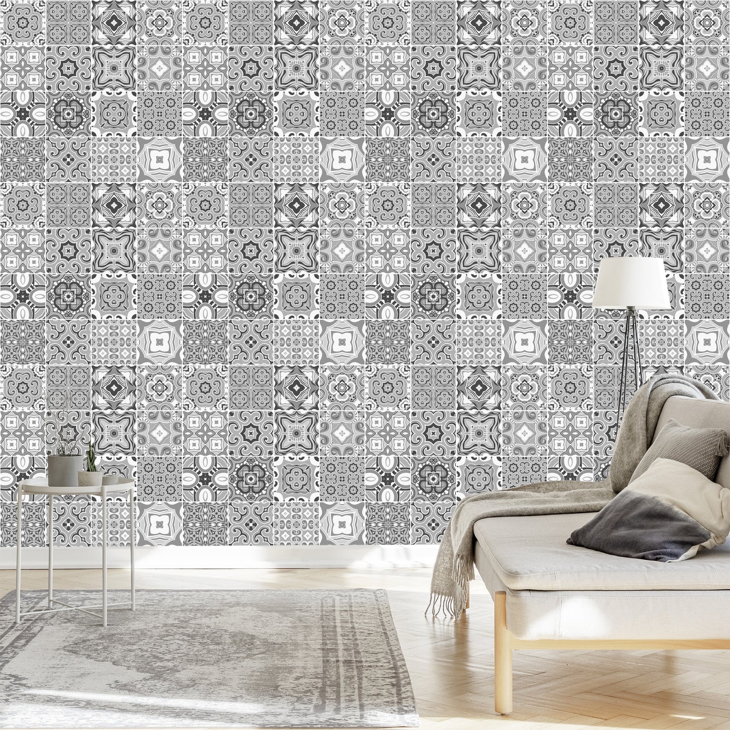 Wallpaper Decorative Mosaic In Shades Of Grey