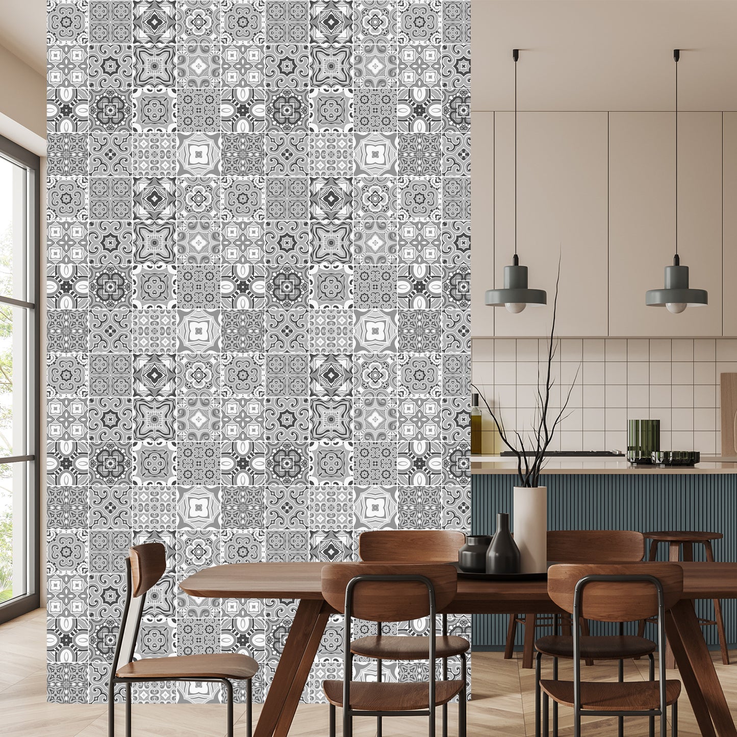Wallpaper Decorative Mosaic In Shades Of Grey