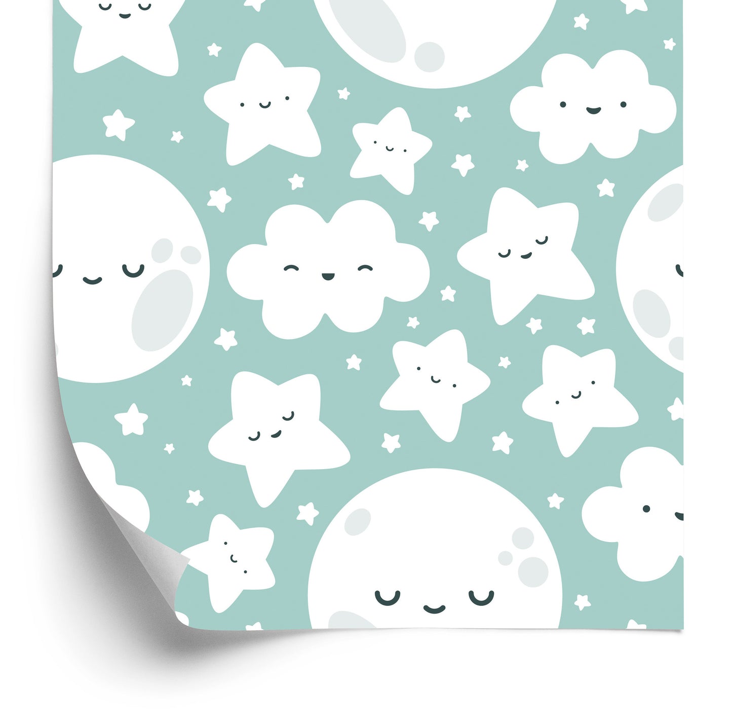 Wallpaper Happy Stars, Clouds And Moons