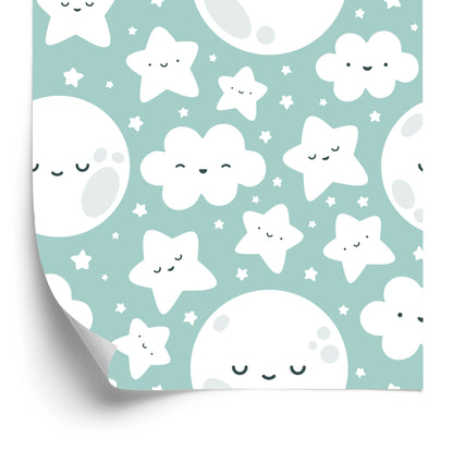 Wallpaper Happy Stars, Clouds And Moons