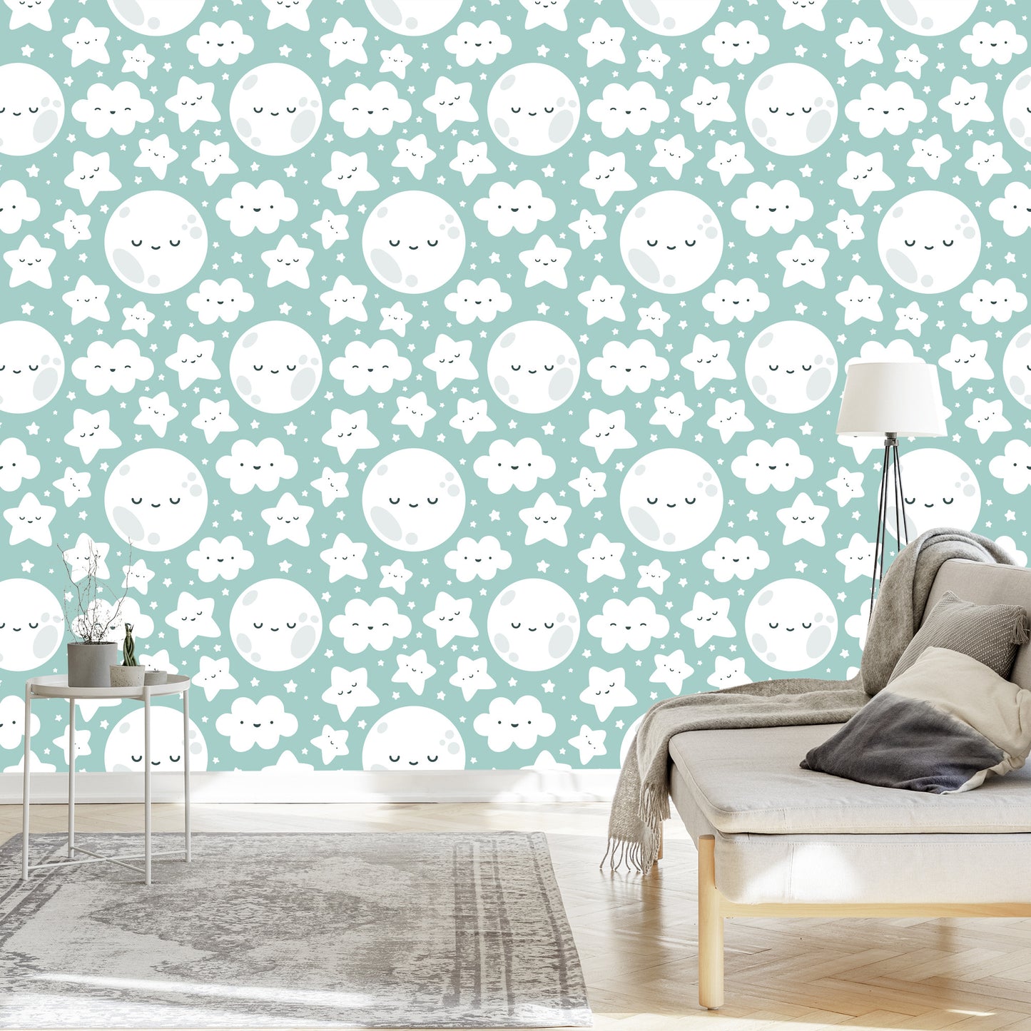 Wallpaper Happy Stars, Clouds And Moons